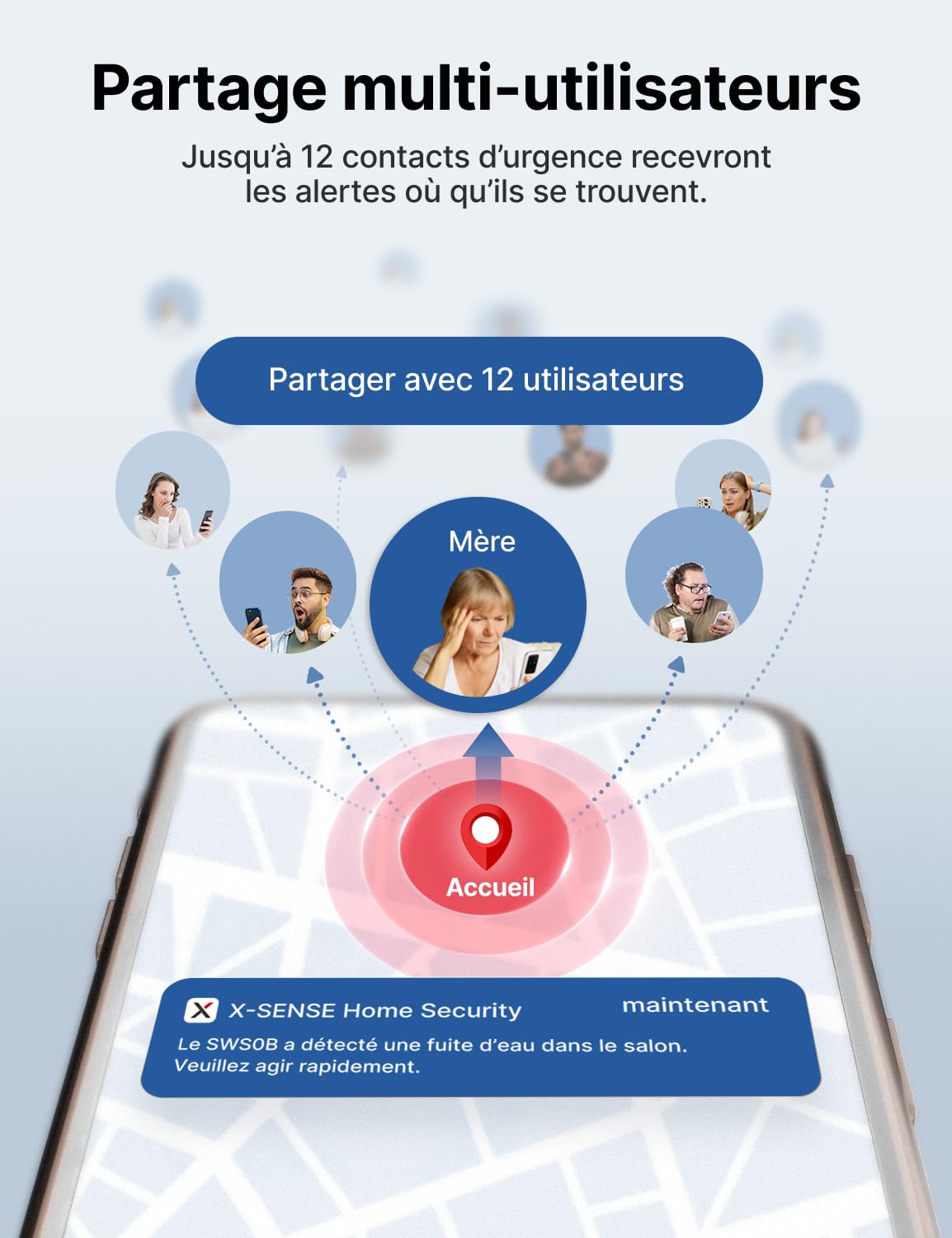 X-Sense Détecteur Wi-FI de Fuite d’Eau et de Basse Température, Capteur Intelligent 2-en-1 avec Alertes sur l’App de X-Sense Home Security, pour Cuisine, Salle de Bain, sous-Sol, Lot de 1