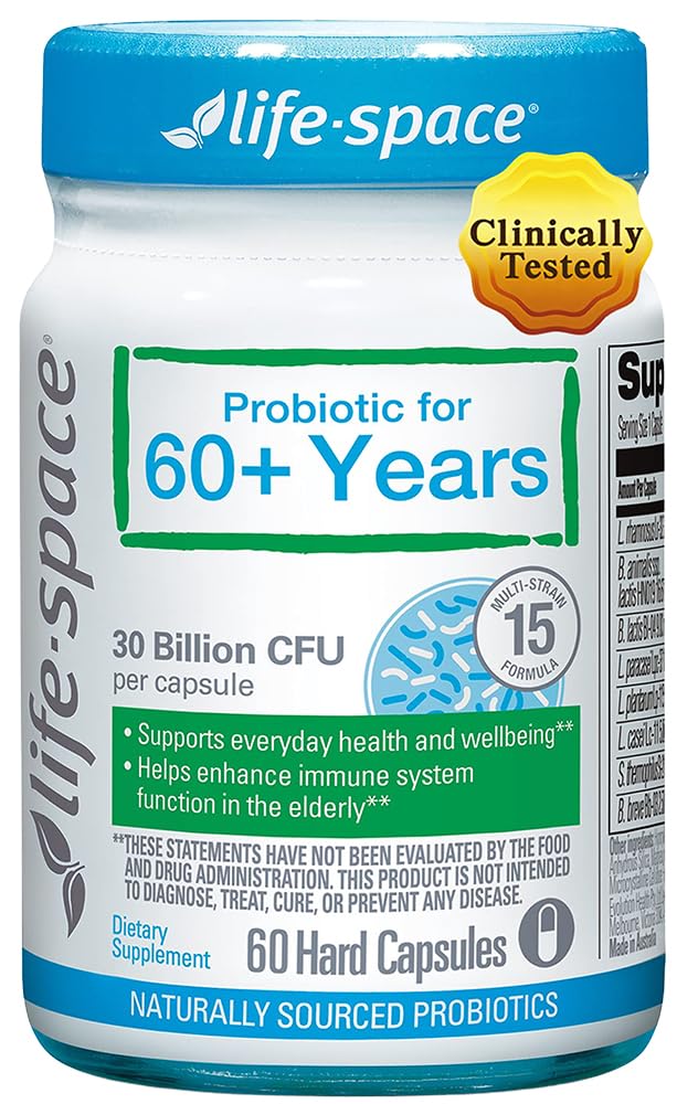 Life-Space Probiotic for 60+ Years, 30B CFU & 15 strains, Probiotics for Digestive Health & Regularity, Immune Support, Golden Standard Probiotics for Men and Women, Bifidobacterium lactis, 60 Ct