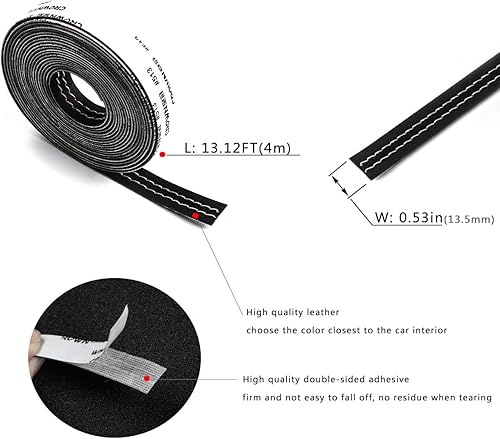 Miniatura 3 de XmuxHai Línea decorativa de cuero para interior de automóvil de 13.12 pies (13.1 ft), línea de costura de cuero universal para interior de