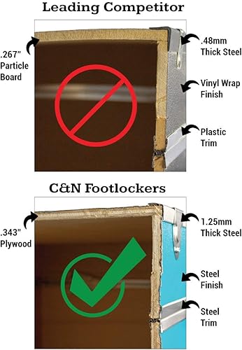 Miniatura 4 de CN Footlockers Baúl de almacenamiento para graduados con ruedas con ruedas para campamento o dormitorio universitario con cerradura 32 x 18 x 185