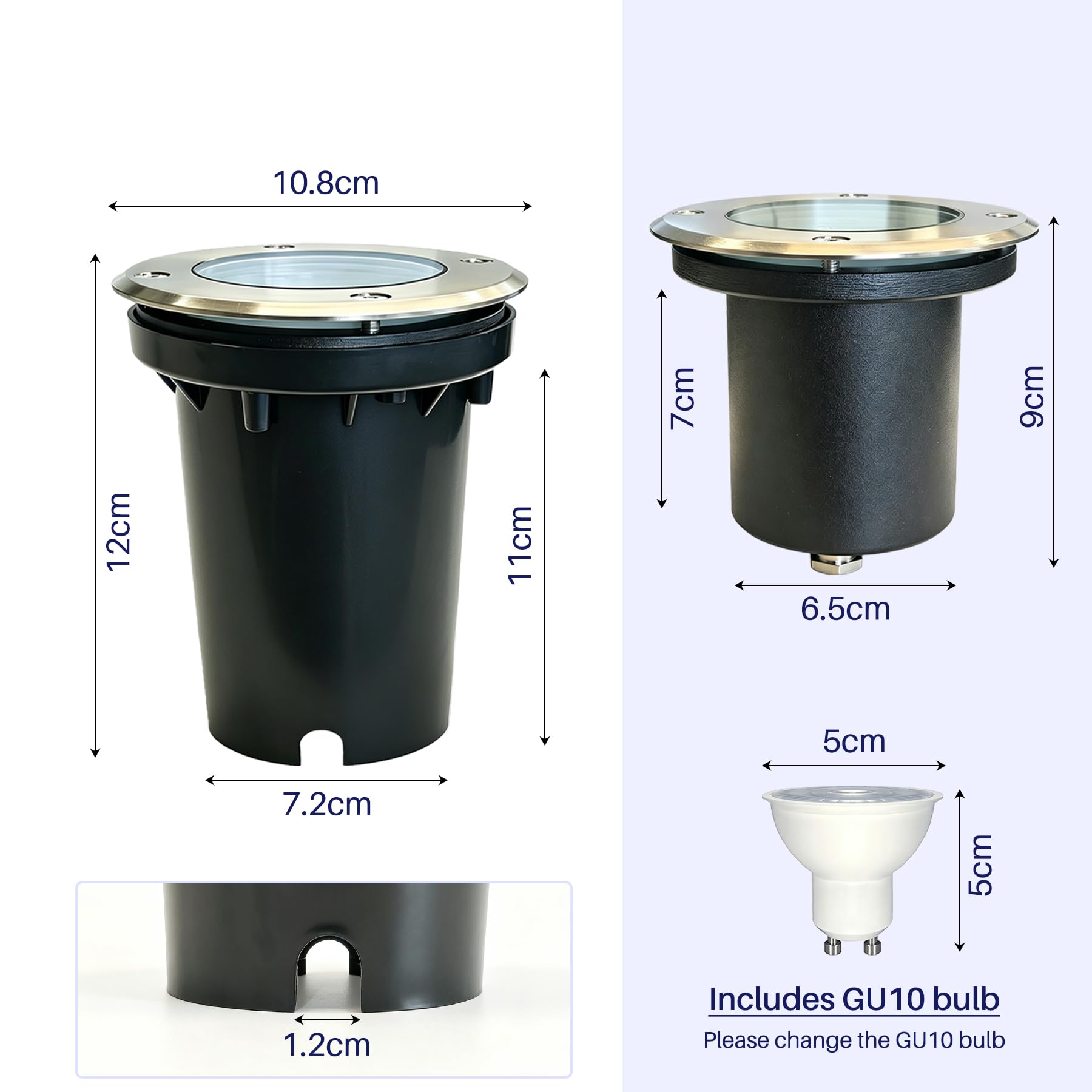 EBION 4 Pezzi Faretto Segnapasso Calpestabile Lampada Da Incasso a Terra Esterno Luce Spot Con Attacco GU10, IP67 Impermeabile,Alluminio+acciaio inossidabile(Lampadina Non Inclusa)