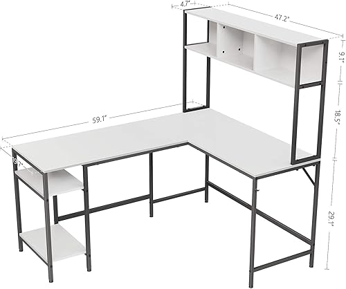 Miniatura 2 de Cubiker Escritorio en forma de L con gabinete, escritorio esquinero para computadora de 60 pulgadas, mesa de juegos de oficina en casa con estantes
