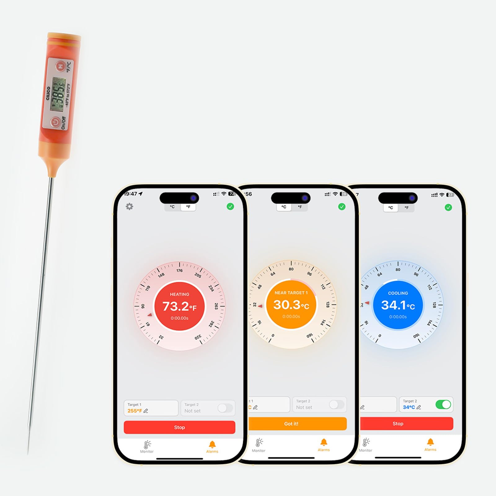 CILICO AI Bluetooth Candy & Meat Thermometer with 20+ Presets, Smart Alerts via App (Type-C Rechargeable) Digital Instant Reading for Candy Making, BBQ, Deep Frying, & Liquids, 8