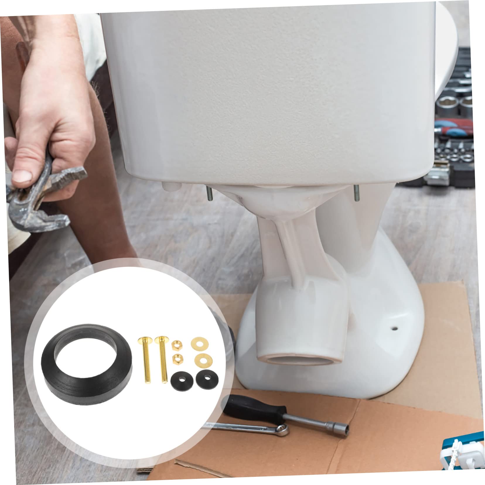 3 Set guarnizione del WC parti adesivo accessori per cassette wc kit accoppiamento tenuta wc lavabiancheria per la casa anello di tenuta cassetta wc gomma da cancellare Nero