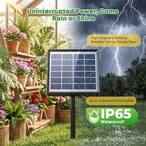 Solar Drip Irrigation System, Automatic Watering Kit with Split Design & Anti-Siphon Valve, 12 Modes Garden Irrigation System with 49ft Hose for 15 Potted Plants, Patio, Balcony & Greenhouse - Image 6