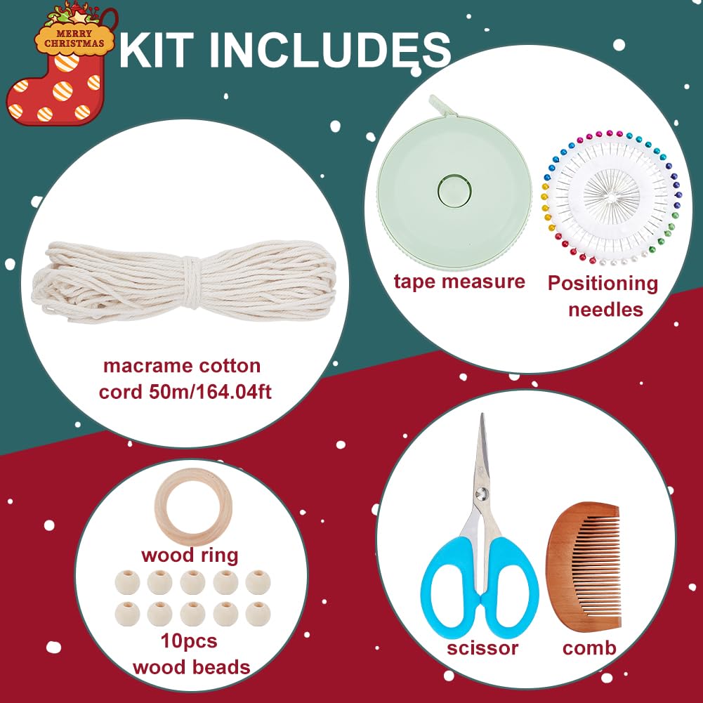 WEBEEDY DIY Macrame Christmas Tree Wall Hanging Kit Handmade Christmas Tree Decoration with Video Instruction for Adults Beginner Christmas Holiday Ornaments Kits for Wall Hanging Home Room Decor