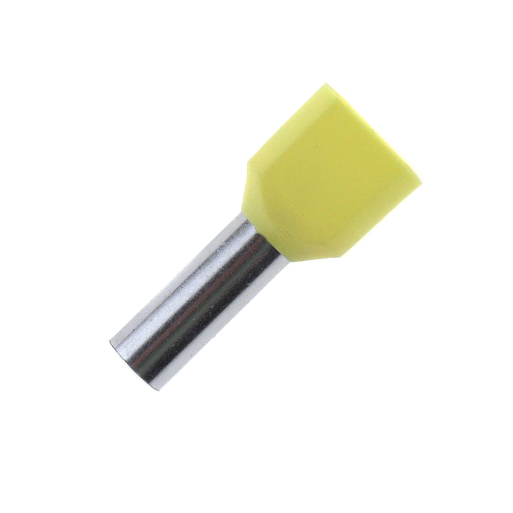 SeKi 14224 Twin Wire End Ferrules 2 x 6.0 mm² Yellow Pack of 100 Twin Wire End Ferrules 6.0 mm²