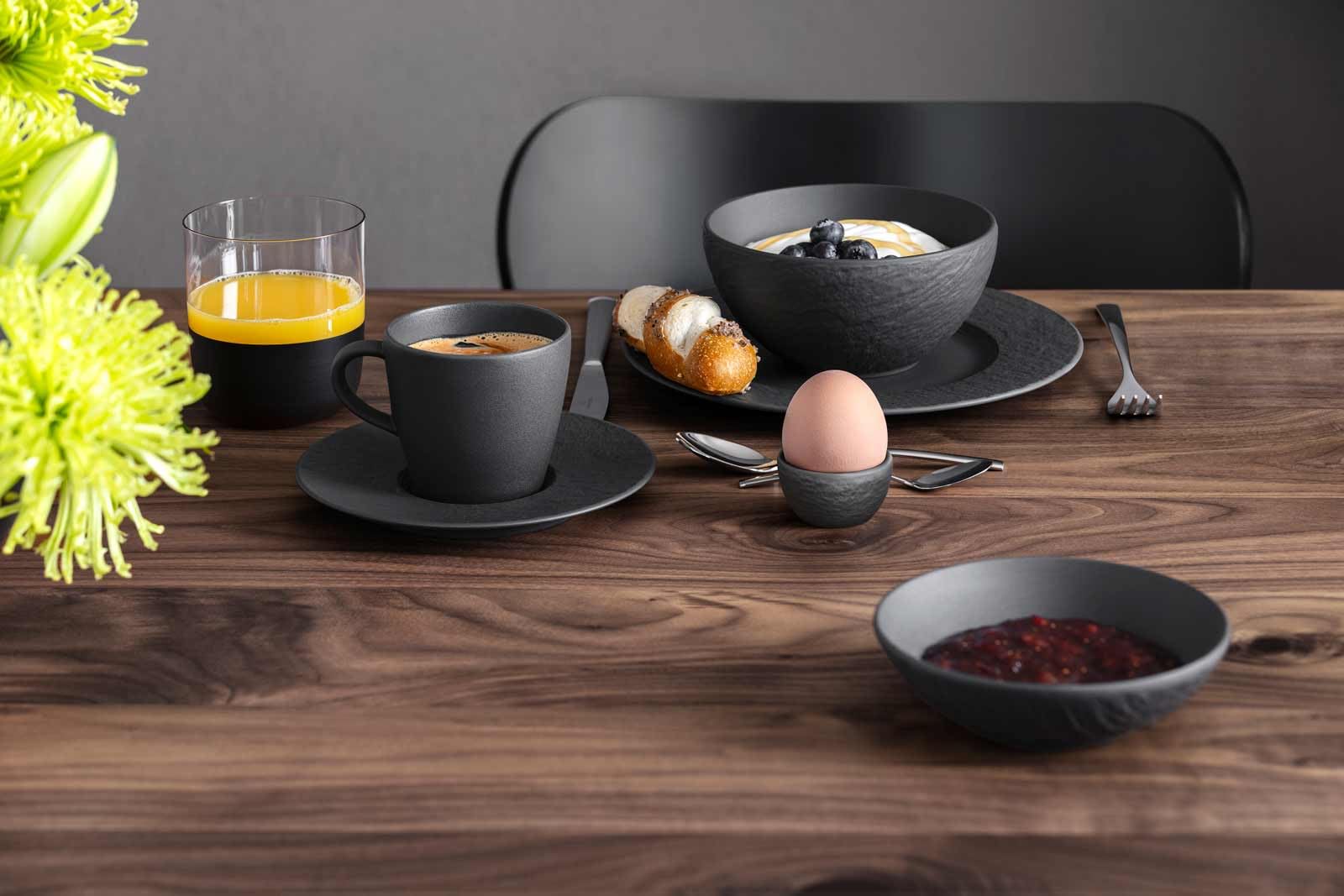Villeroy & Boch - Juego de 6 hueveras de Manufacture Rock; aptas para lavavajillas, aspecto de pizarra mate, diseño moderno, se puede utilizar como vaso de chupito, porcelana de primera calidad