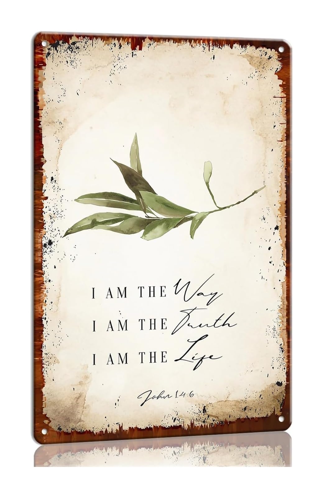 XHAJCSJWGD Vintage Metal Tin Sign Featuring I Am The Way The Truth and The Life Scripture for Inspirational Wall-Art 8 X 12 in