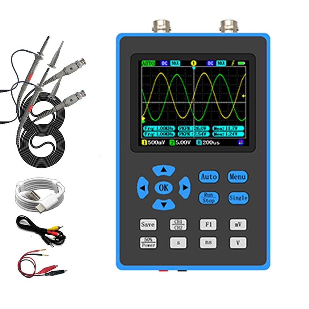 Portatile DSO2512G 120MHz per Oscilloscopio a Doppio Canale 500MSa/ per s FPGA Segnale 14 Misure Forma d'onda USB Esportazione Riparazione auto fai da te
