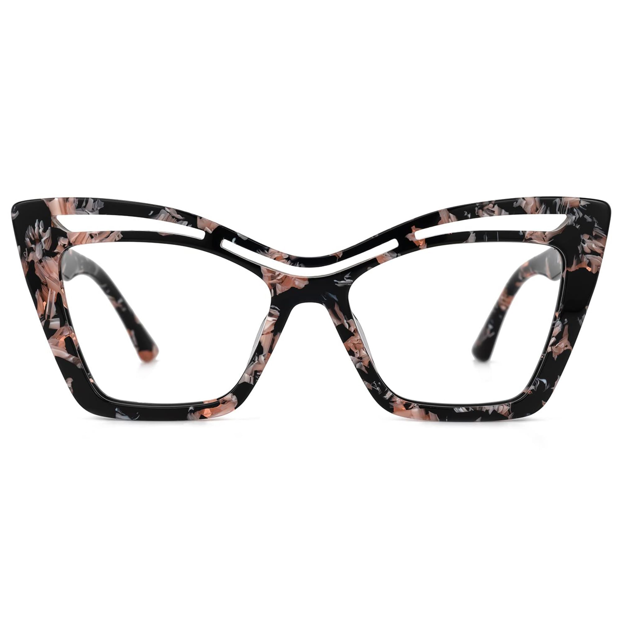 Zeelool Trendy Acetate Oversized Cat Eye Glasses Frame with Non-prescription Clear Lens for Women Arsolon ZJGA165651