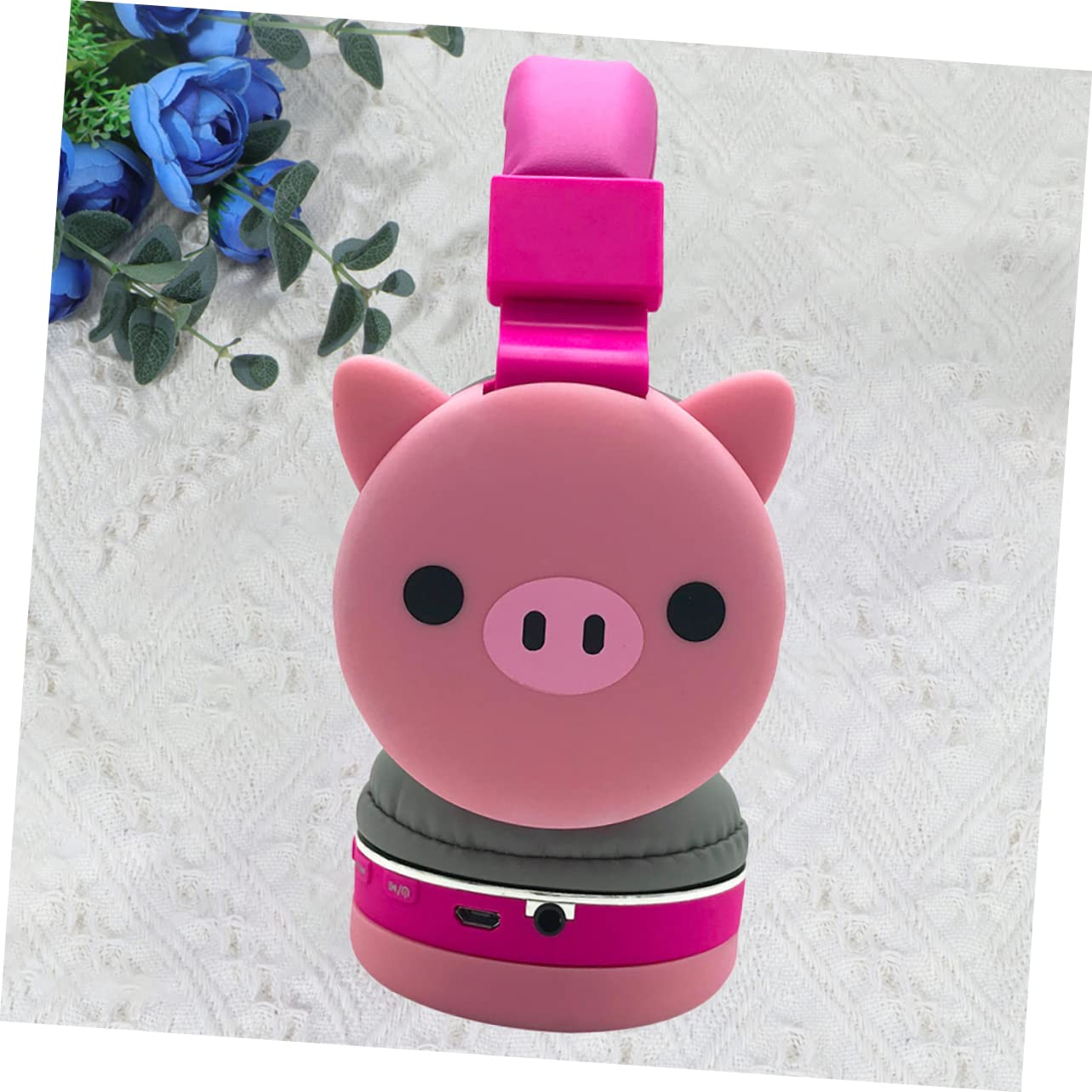 Lurrose Cuffie Wireless da Testa Motivo Maialino, Auricolari per Ragazza, Design Ergonomico in Abs e Spugna, per Giochi e Cosplay