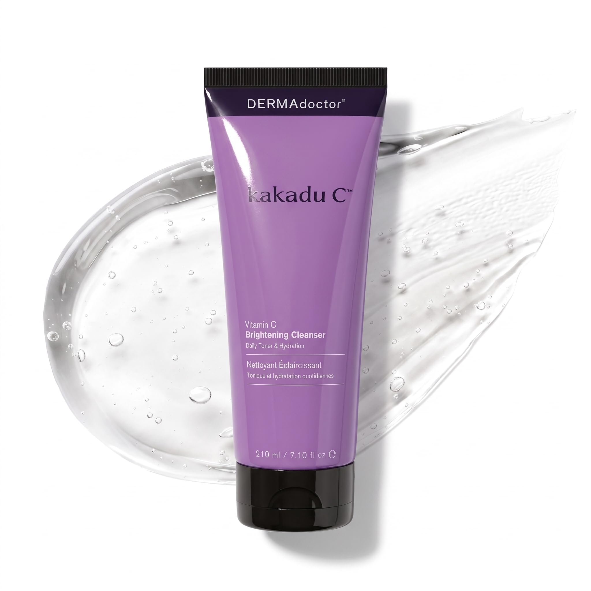 DERMAdoctor Kakadu C Limpiador Diario Luminoso 3 en 1 Gel Limpiador Facial, Tónico, Desmaquillante, Espuma Gel sin Jabón, Piel Hidratada y de Aspecto Saludable, 7.1 oz