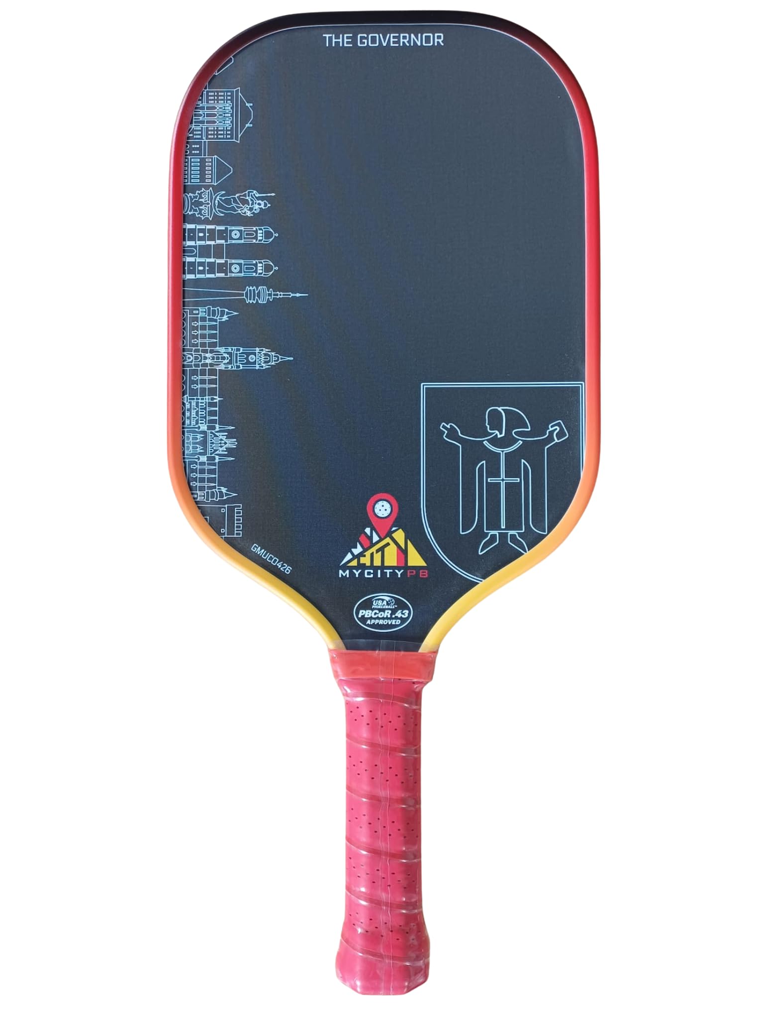 Kij do pickleball Governor Munich Edition, certyfikat USAP, 42 x 18 cm, uchwyt 14 cm, włókno węglowe + włókno szklane, 237-245 g, rakieta Power-rakieta z rdzeniem o strukturze plastra miodu 16 mm