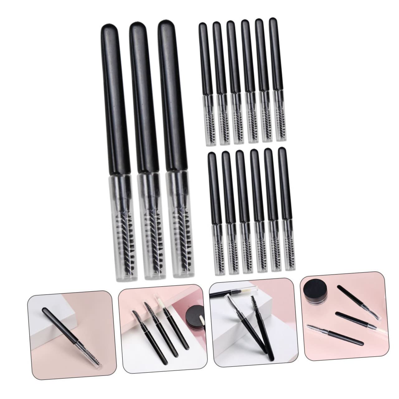 FRCOLOR 60 Stk Wimpernkamm mit Deckel Wimpernbürste Augenbrauenpinsel Make-up-Brauenbürsten-Kit Haarkamm für Frauen Haarbürste praktischer Kamm für Wimpern Augenbrauenkamm Spiral- Werkzeug