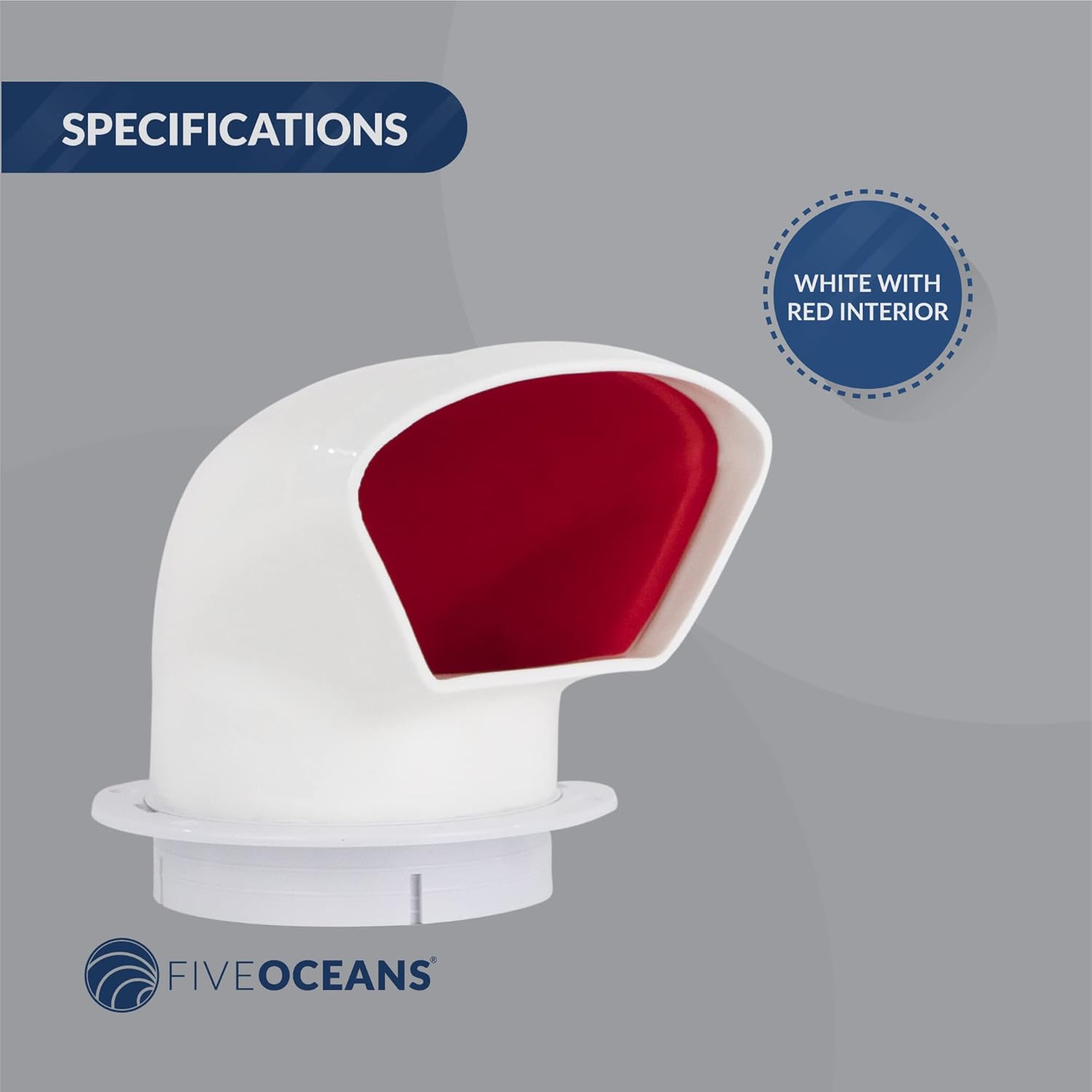 Five Oceans FO89-M2 Marine Sailboat PVC Low Profile Cowl Vent with Snap-On Deck Plate, 4 inches, UV-Resistant and Flexible PVC, Interior Red, 4-1/2 in (114 mm) Cutout, 2-Pack : Sports & Outdoors