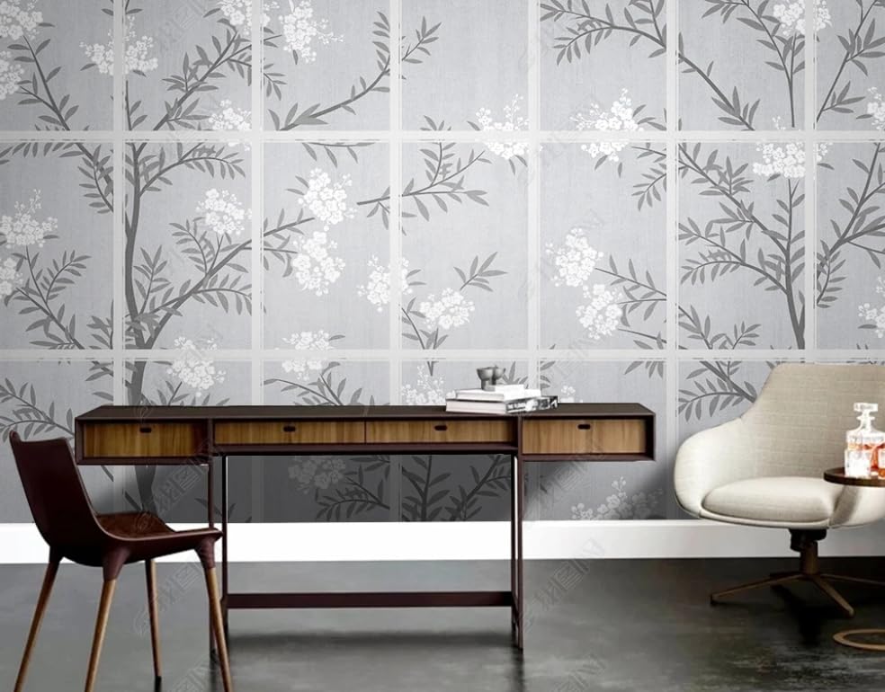 Papier peint intissé fleurs de la forêt noir et blanc pour une chambre parentale zen