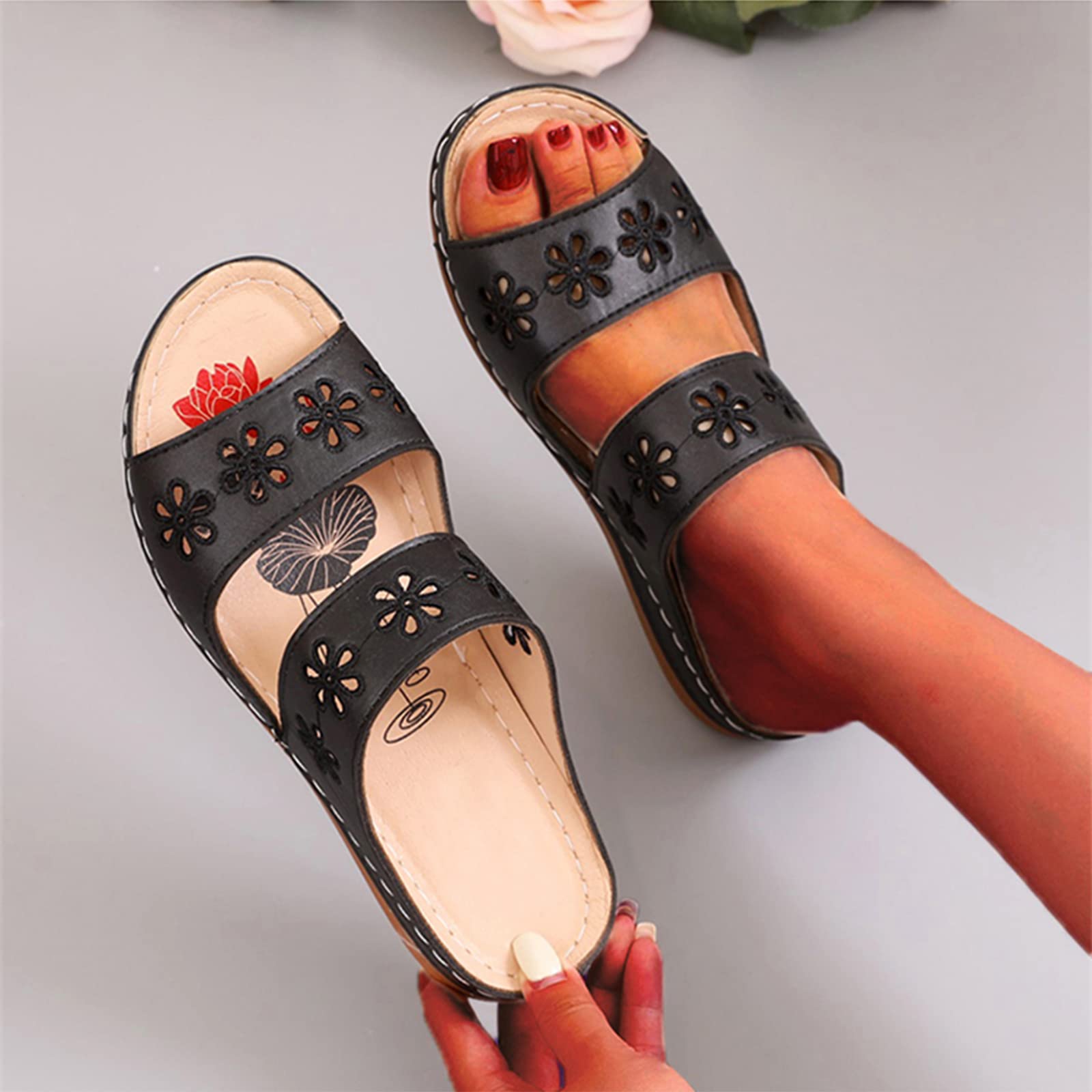 Sandales De Sport D'été Pour Femme - Style Décontracté - Style Bohème - Chaussures Compensées - Sangle De Cheville Confortable - Sandales D'extérieur