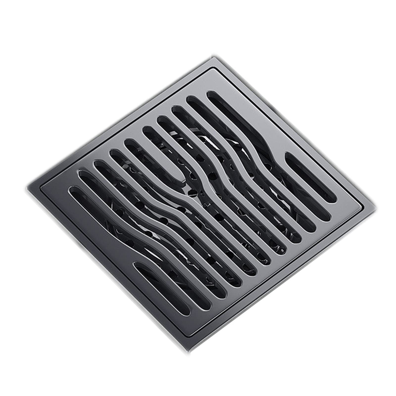 Floor Drain， Square Linear Filter Hole Brass Shower Drain Balcony Strainer Floor Cover Bathroom Bath Accessories 10 X 10cm(Gray)