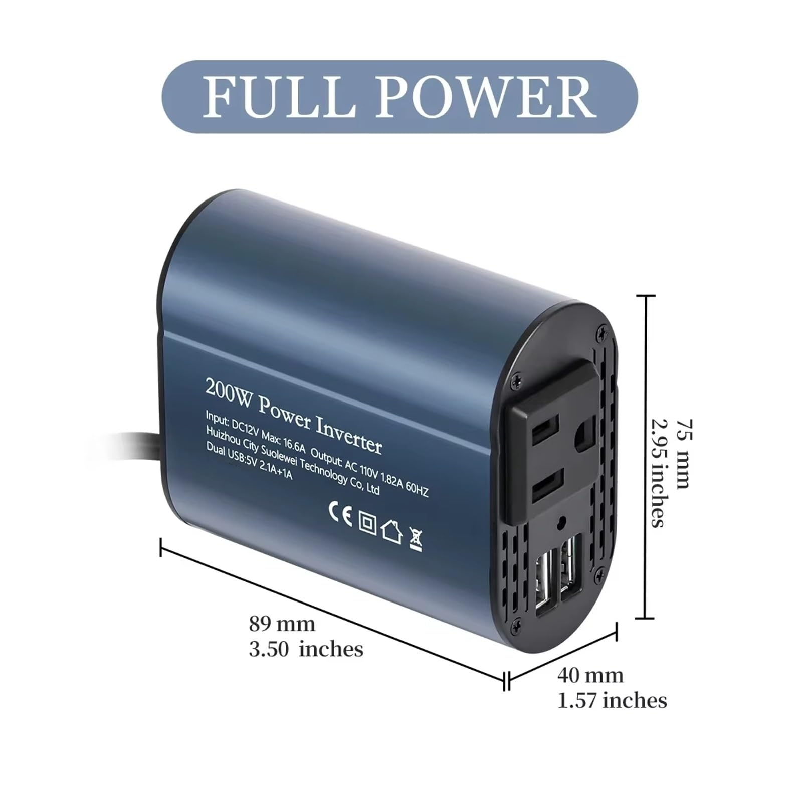 Inversor Inversor De Corriente Portátil De 200 W con Entrada De 12 V Y Salida De 110 V Onda sinusoidal modificada