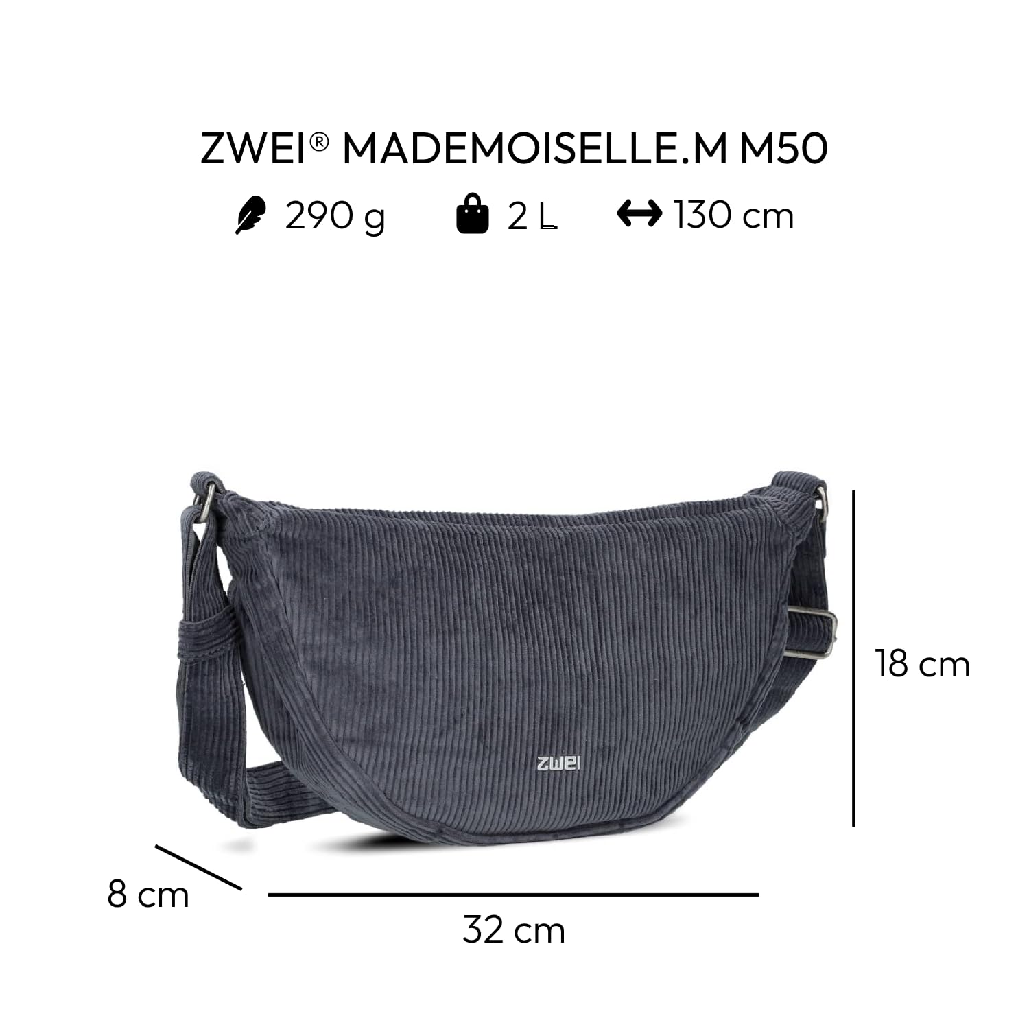 Zwei Damen Handtasche Mademoiselle.M M50 Moon-Bag 2 Liter Trend-Tasche in Halbmond-Form vielseitig als Bauchtasche Crossbody-Bag Abendtasche Umhängetasche zu tragen
