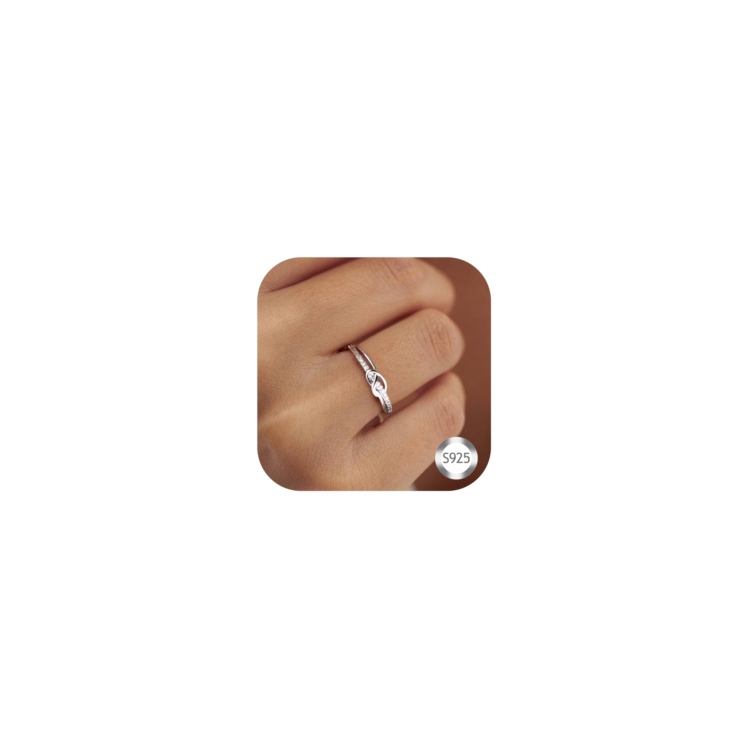 LOLIAS Anillos Mujer Plata 925 Anillos con Nudo de Amor Anillo de Compromiso Mujer Anillo Promesa Mujer Alianzas, Joyería de Aniversario Tamaño 11.75-24.75
