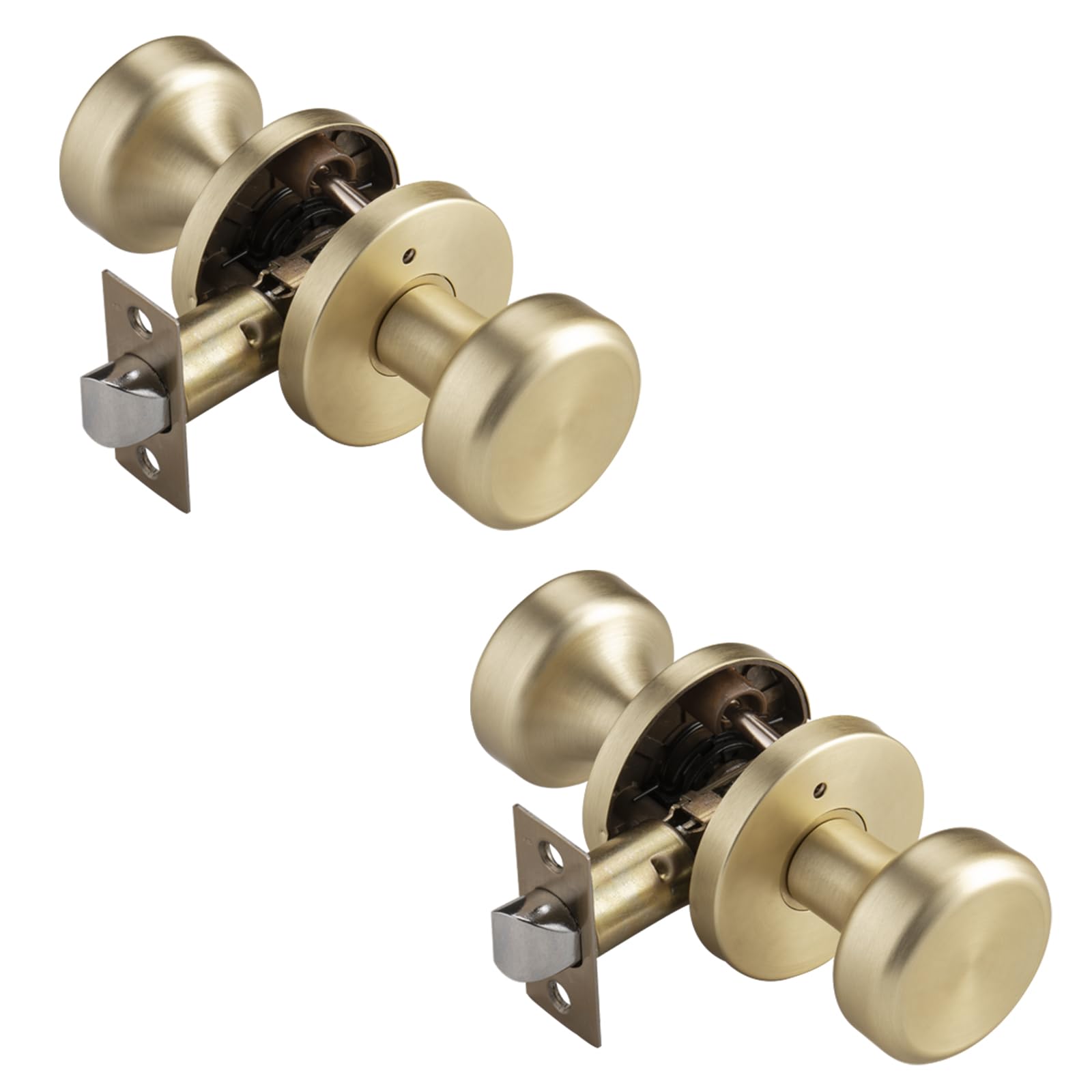 Brushed Gold Privacy Door Knob - Push Lock Design -14