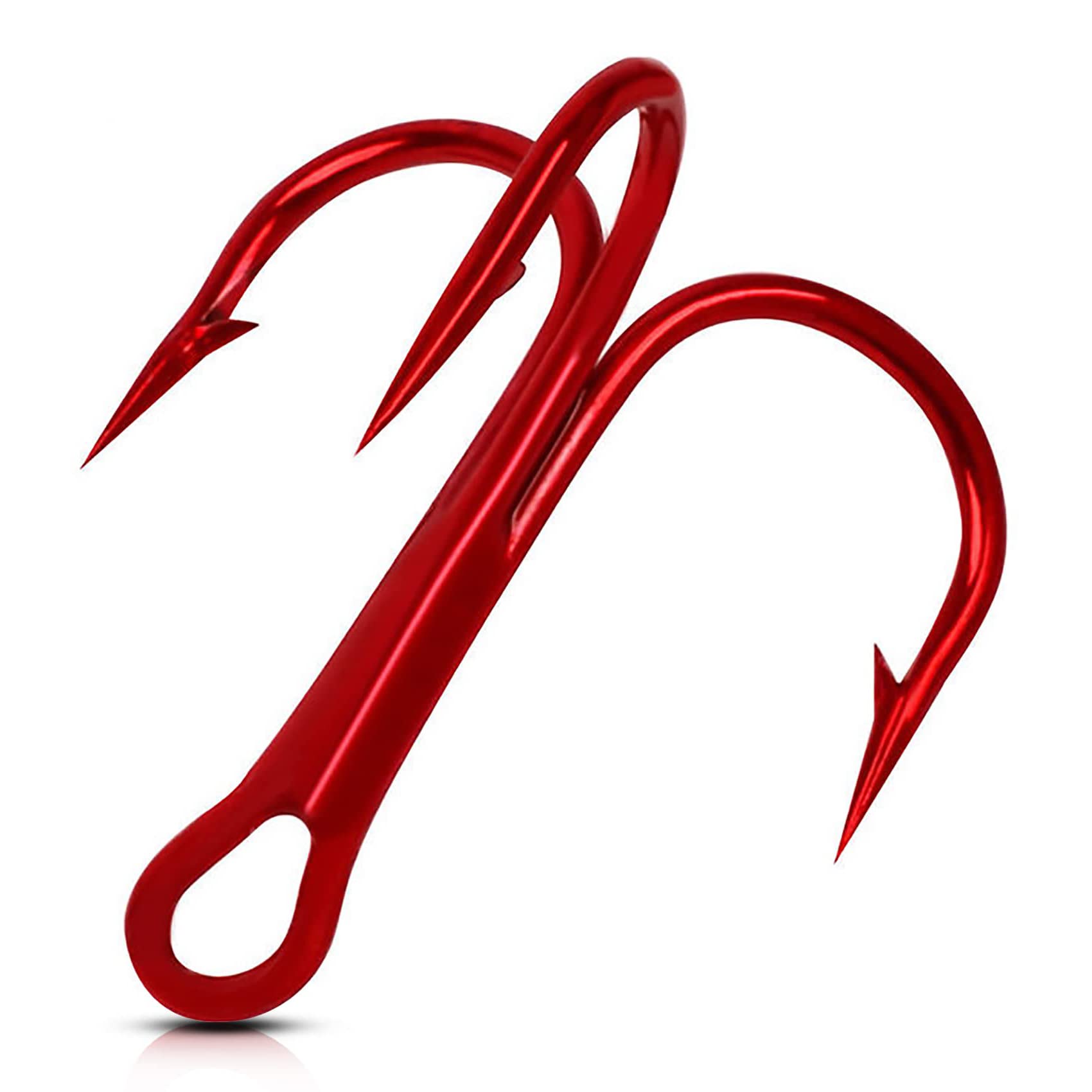 UperUper Kit D'hameçons Triples Rouges En Acier à Haute Teneur En Carbone - Courbure Ronde Et