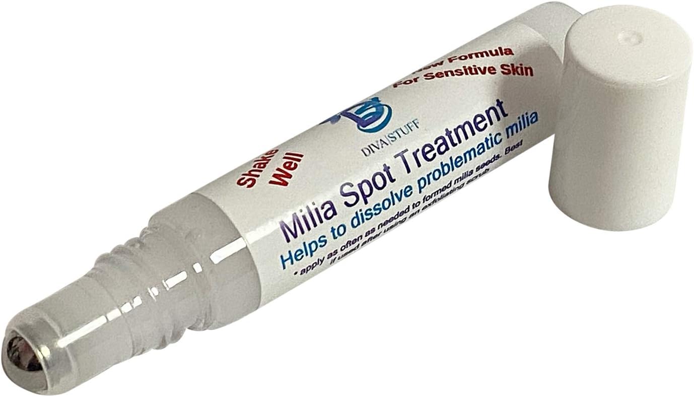 Milia Spot Sensitive Skin Treatment With Glycolic Acid, Retinol Lipisomes, Olive Squalene, Lactic Acid and More, Made in the USA, By Diva Stuff