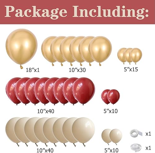Miniatura 2 de Kit de arco de guirnalda de globos burdeos, 146 globos dorados metálicos color borgoña y blanco arena para bodas, día de San Valentín, baby shower,