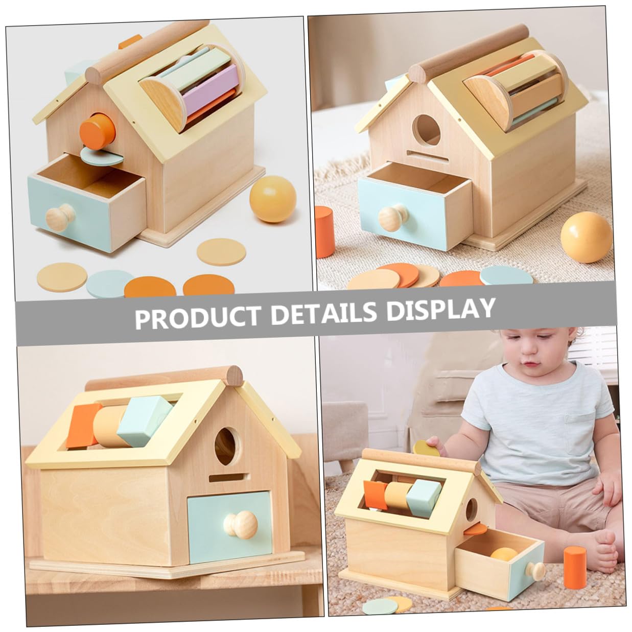 Hemobllo Juguete Educativo Montessori de Madera para Pequeños 1-3 Años Caja de Monedas y Bolas para Motricidad Fina Juego Sensorial Compacto para Desarrollo Preescolar
