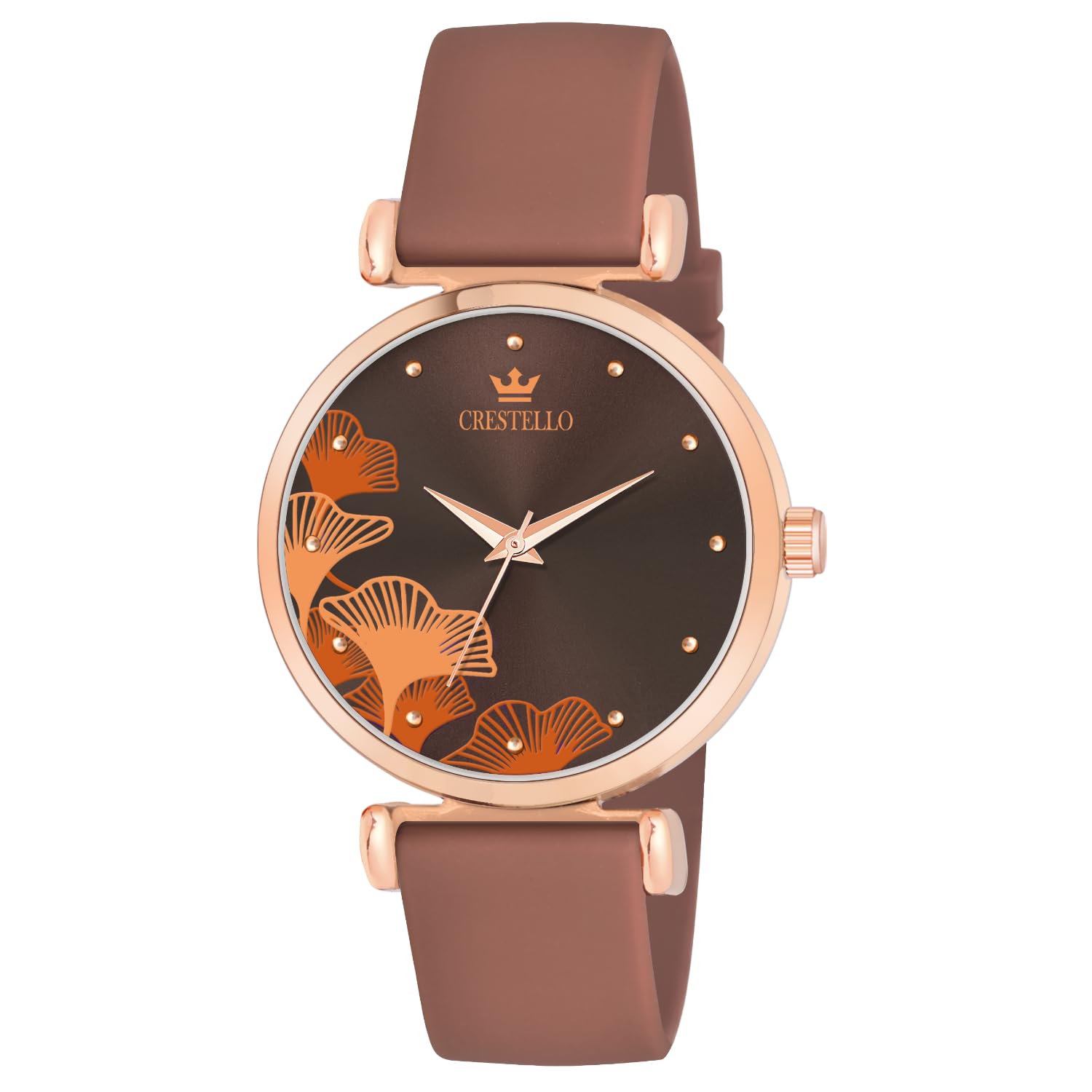 CRESTELLO Silicone Strap Analog Wrist Watch for Women (Green/Brown/Black Dial) | CR-CK371