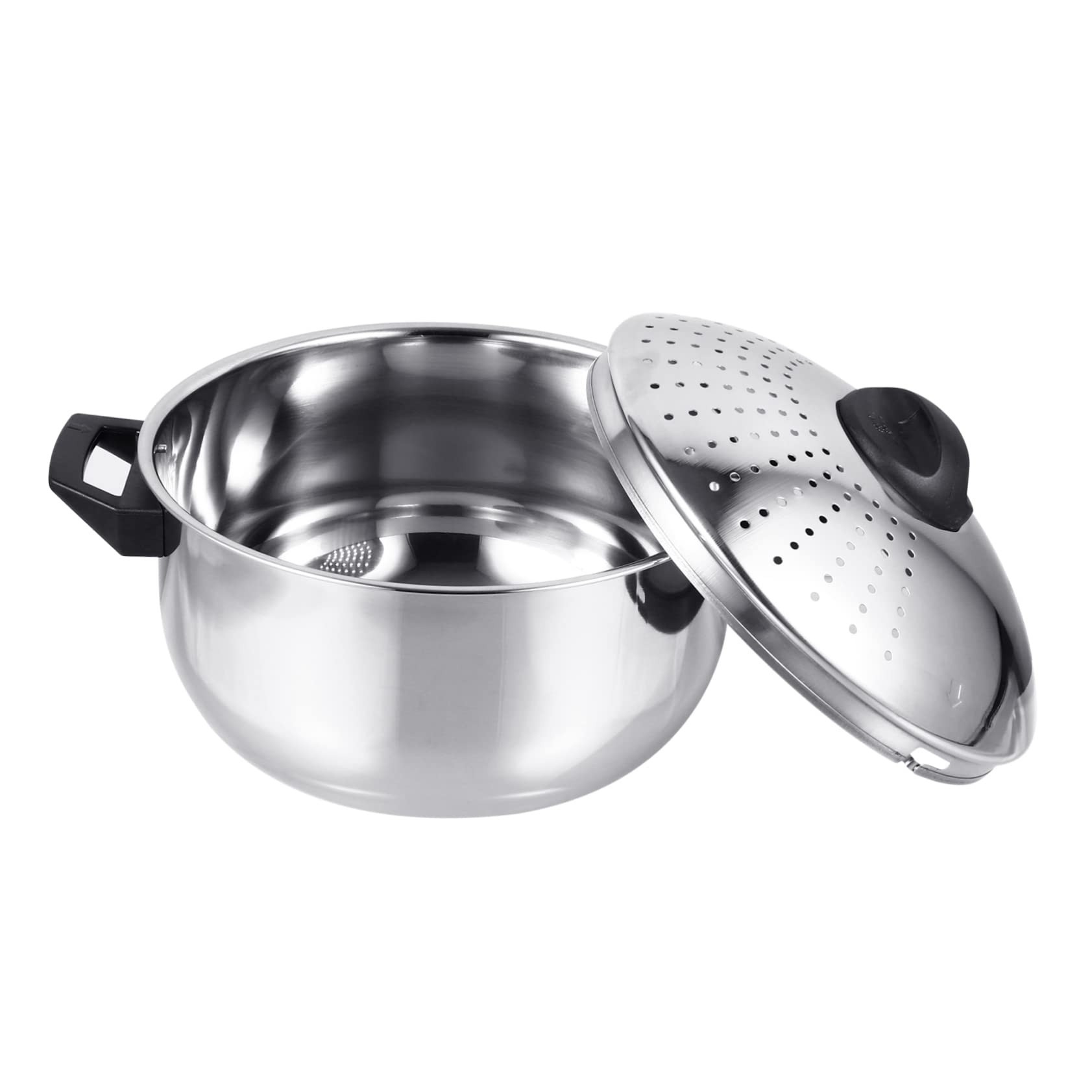 Casserole à Pâtes en Acier Inoxydable Passoire, Argenté | Portable, Facile à Laver, Finition Soignée, Usage Pratique pour Préparation de Repas et Égouttage Rapide