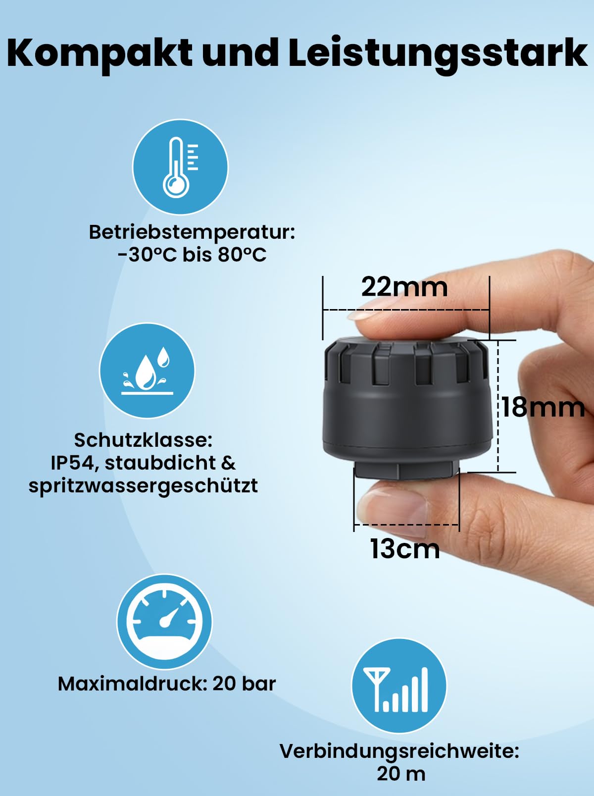 Reifendruckkontrollsystem TPMS Motorrad Auto Drahtlose Reifendrucksensoren mit App Echtzeit Druck Temperatur Alarmfunktion für iOS Android PKW SUV LKW Wohnmobil Universell Ventil Sensor Set