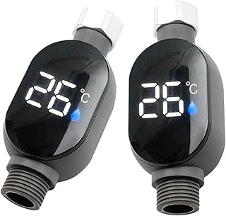 Digital Gauge. Black Bathroom Led Display 0℃~99℃ Home Water Shower Thermometer Accurate Temperature Measurement Smart Meter .LED Faucet Thermomete(2Pcs)