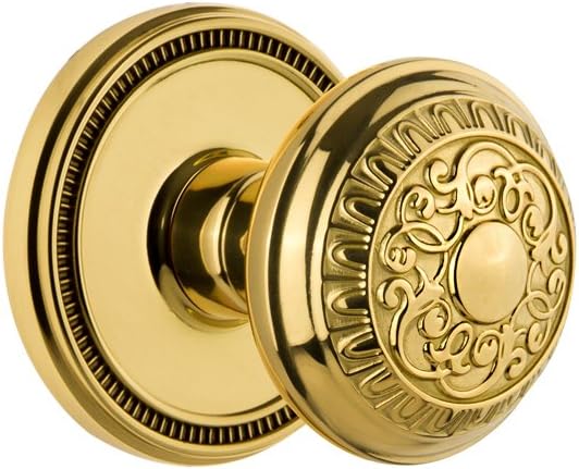 Grandeur 820886 Soleil Rosette Privacy with Windsor Knob in Lifetime Brass, 2.75