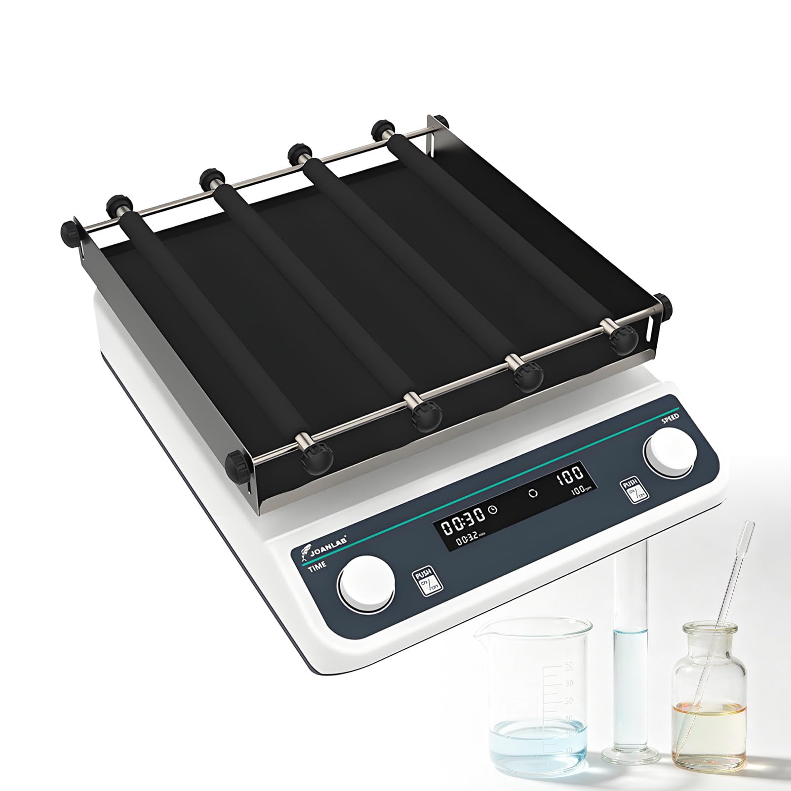 Orbitaler Laborschüttler, Variable Geschwindigkeit (40–200 U/min), digitaler Timer & Dauerbetrieb, Plattform 250 x 250 mm, max. Traglast 2 kg – für Schul- und Heimlaboratorien. LS-40Max
