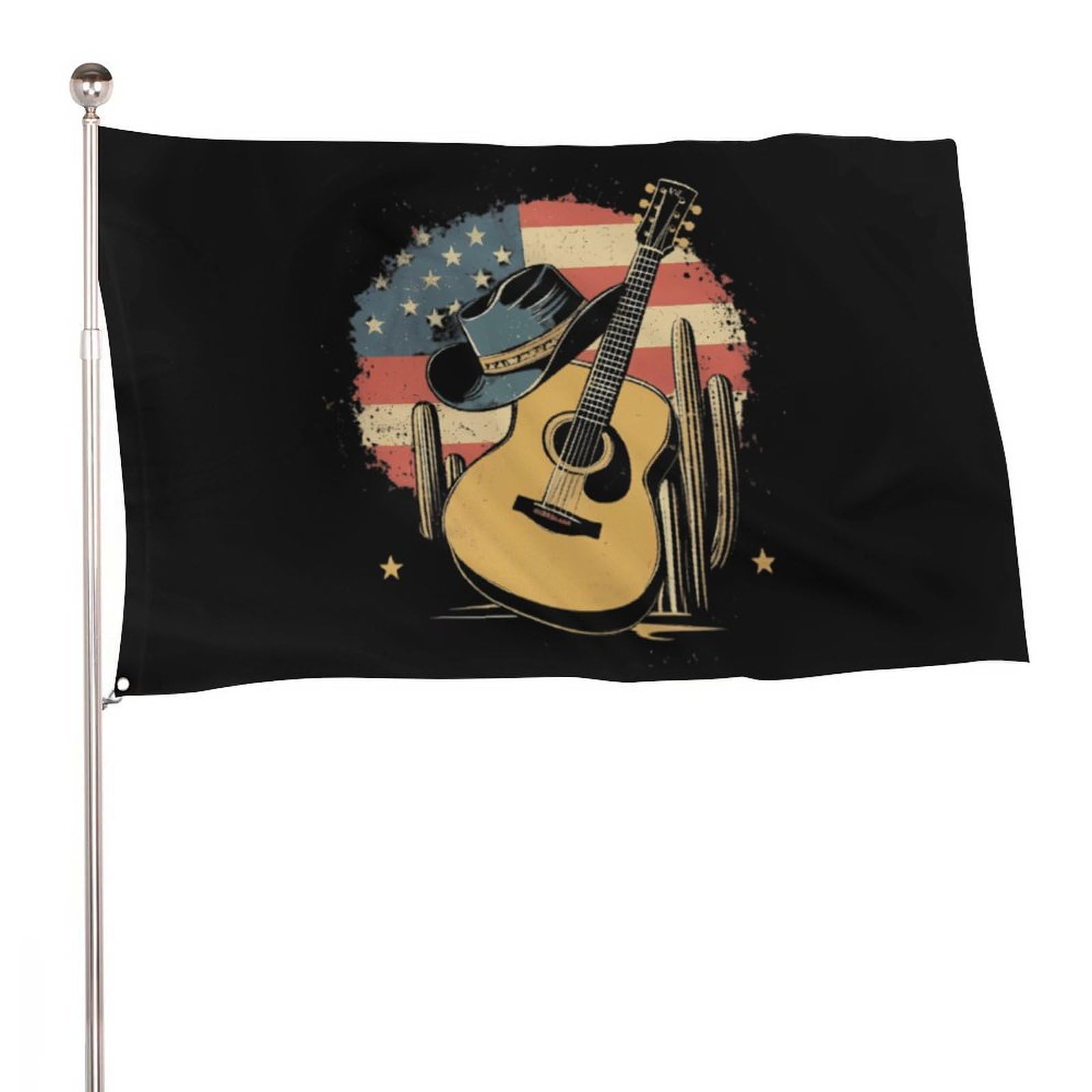 Western Country Music Multifunctional Flag Decorative Flags Printed Memorial Day Banner for Garden Outdoor 35x59 in
