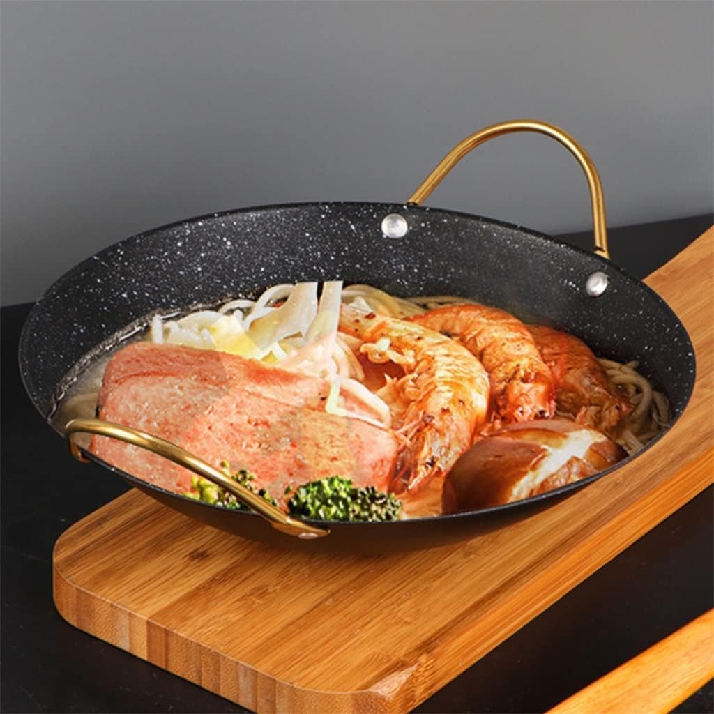 Hotpot Seafood Pot, Multifunctional Non-Stick Double Ear Wok, Spill-Proof Kitchen Cookware