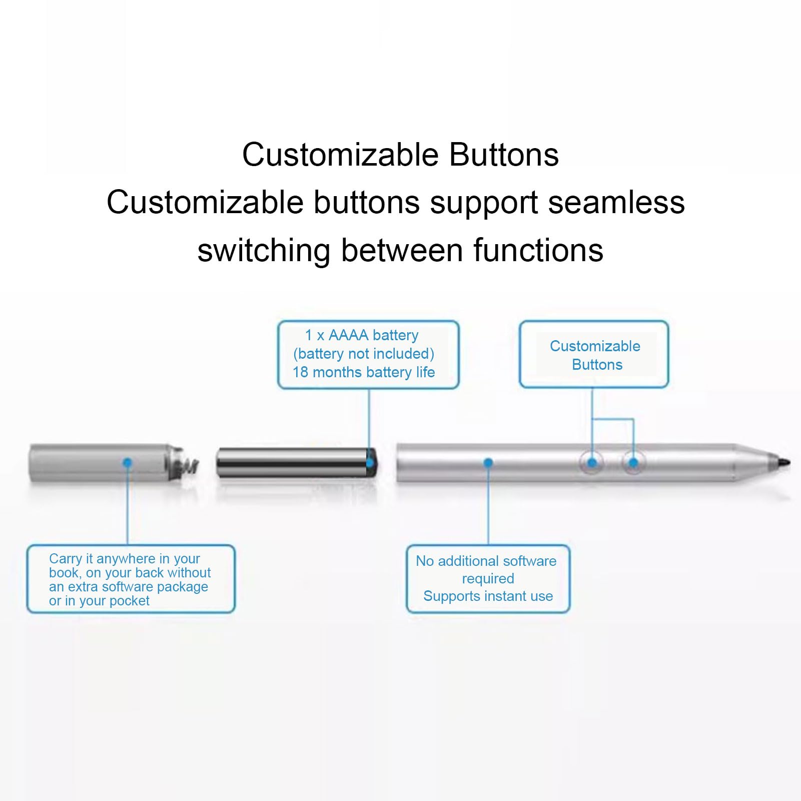 Penna per Touch Screen, Penna Stilo per Tablet Ad Alta Precisione Professionale in Lega di Alluminio per Scrittura 1MR94AA per Pavilion X360 15 Br0xx per 15 Cn0xxx per 17