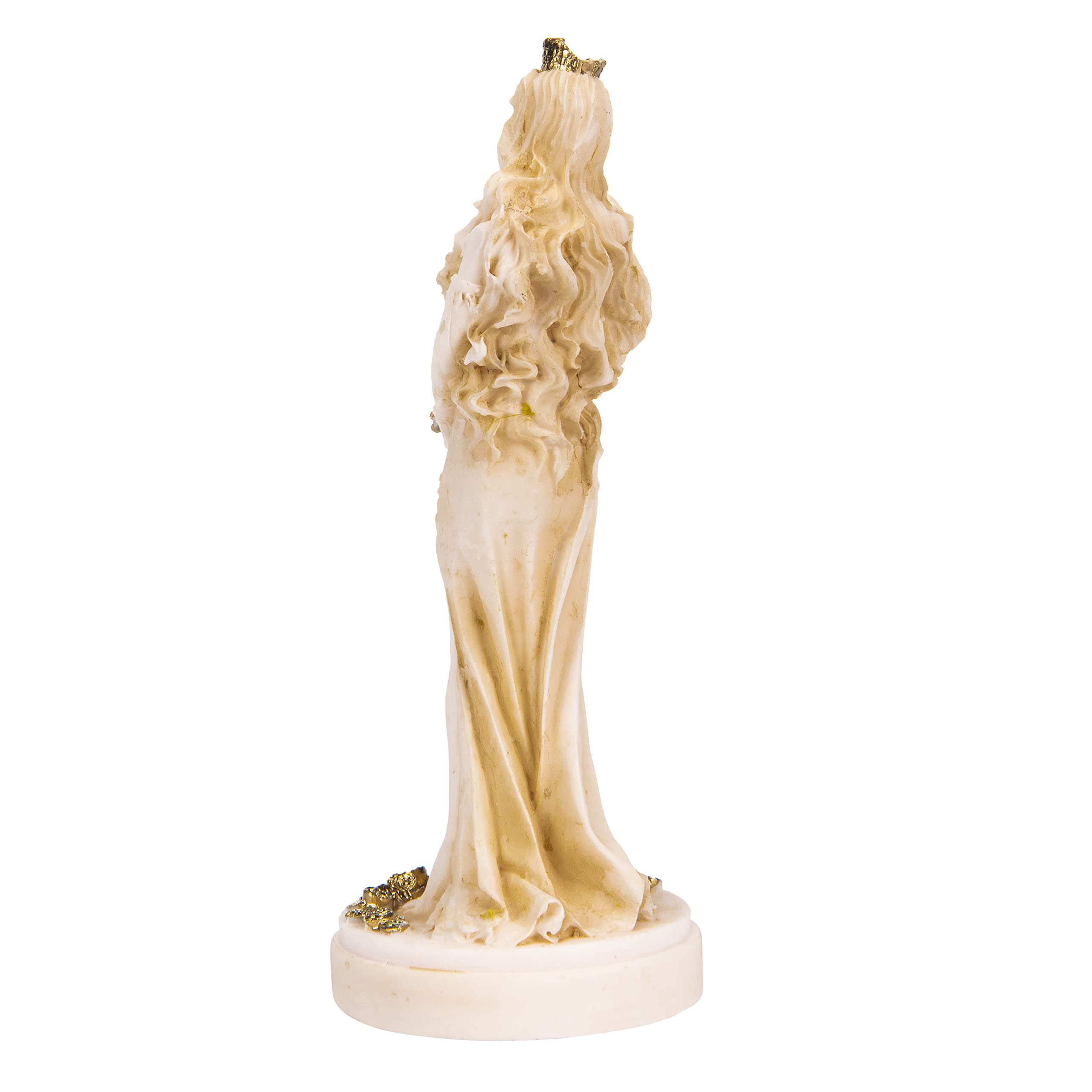 BEAUTIFUL GREEK STATUES Dea della ricchezza Tyche Lady Fortuna statua dorata in alabastro 15,9 cm
