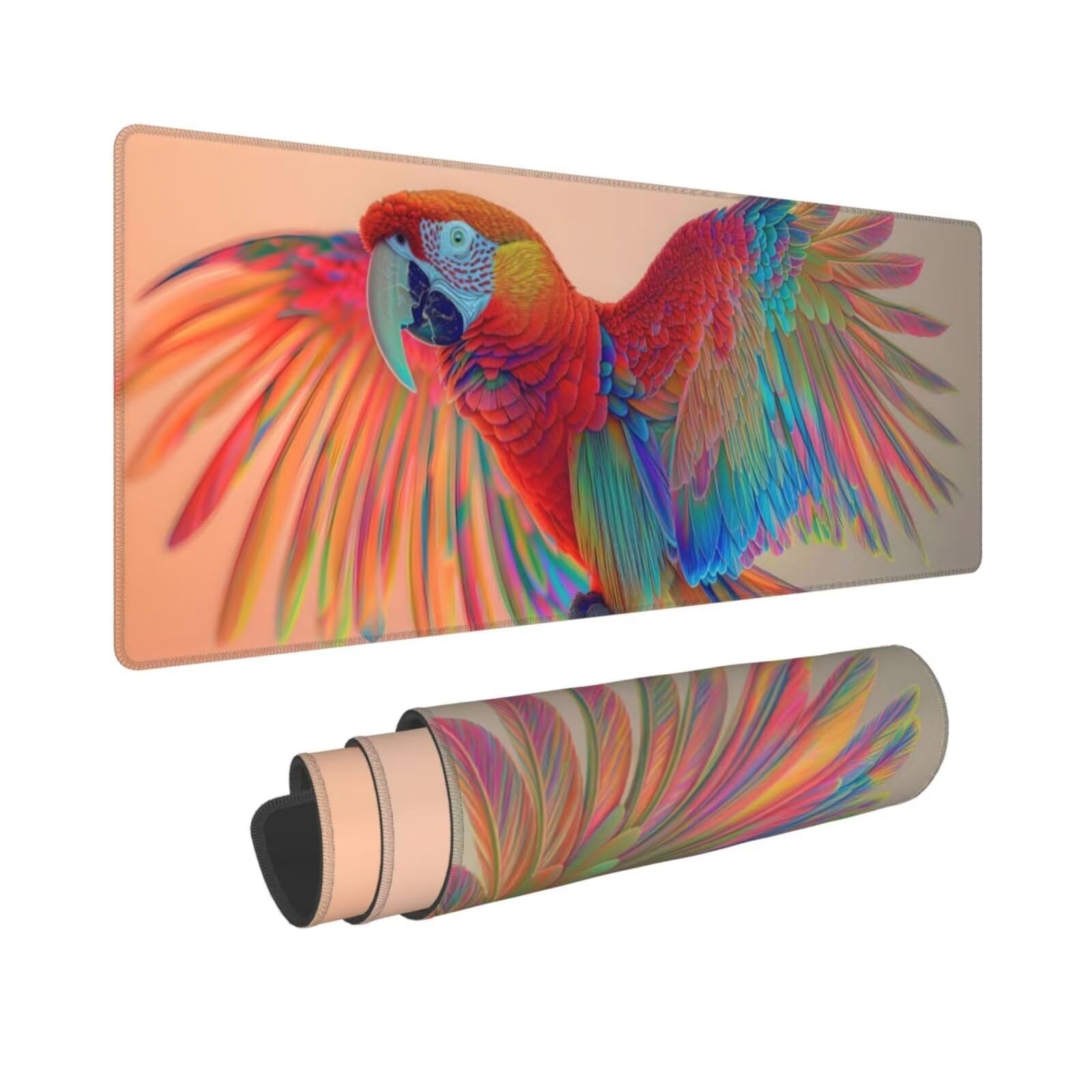 Tappetino Mouse, Tappetino Mouse Gaming Grande XXL 1500x800x3mm Tappetino Scrivania Mouse Pad, Base in Gomma Antiscivolo, Bordi Cuciti,Lavabile, Mousepad per Ufficio e Gaming (Parrot colorato) R-78