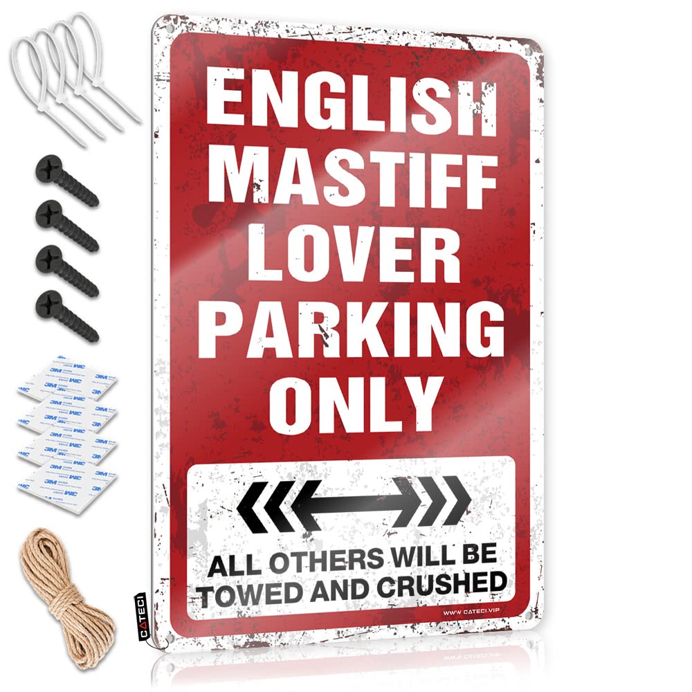 KRAZMURONGD Bar Rules Tin Metal Sign English Mastiff Lover Parking Only Tin Sign Home Decor Men Drinking Signs Funny