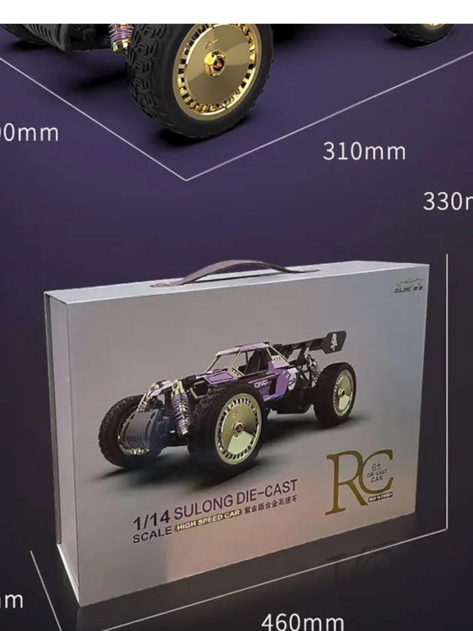 Black Foru RC Car, Remote Control Cars W/Metal Shell Proportional Throttle for 40 Min Play, High Speed Radio Controlled 1:14 Monster Truck, Off Road Hobby Electric Vehicle Gift for Boys (Heavy Box) 2