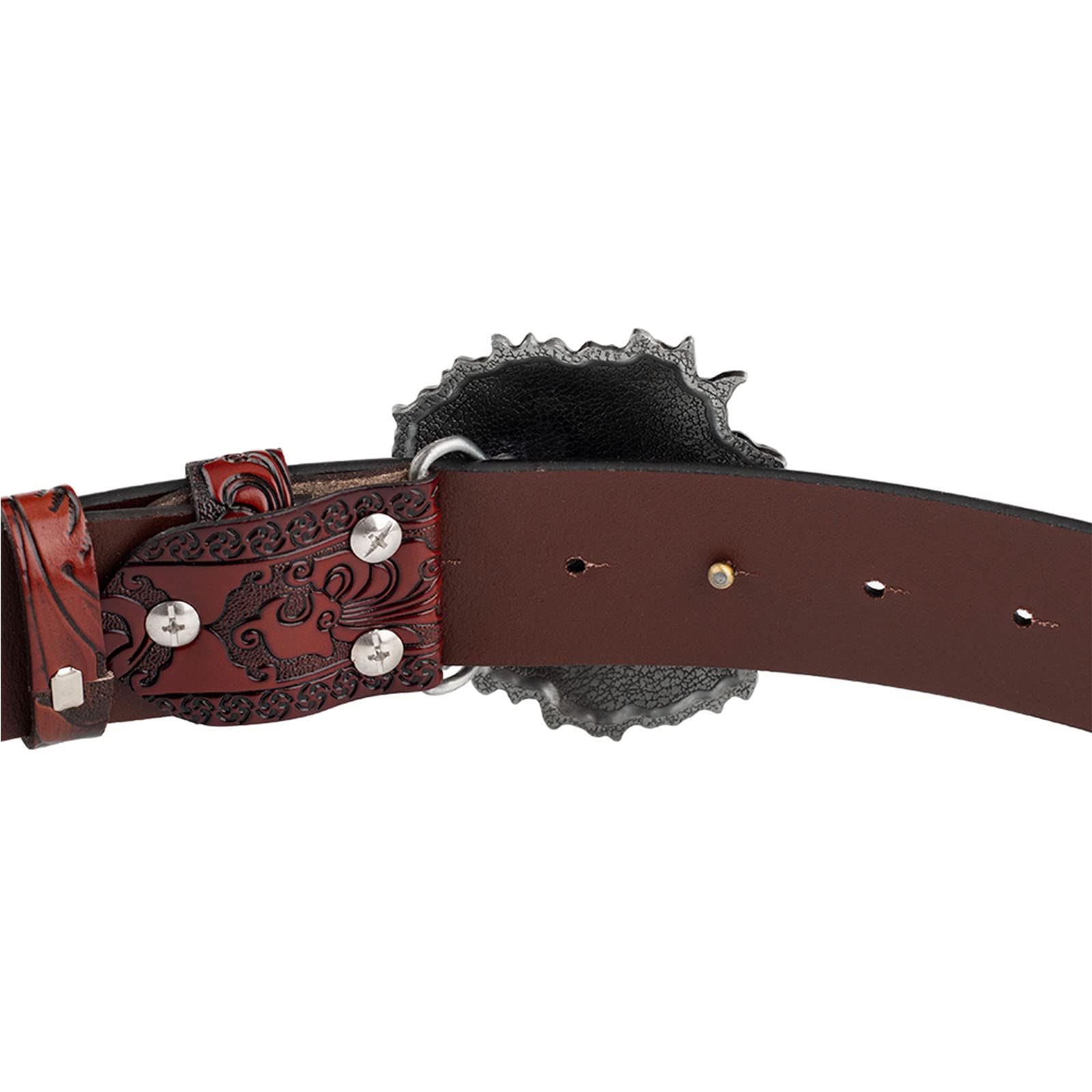 RGWYGCG Men's Casual Belts,Denim Belt Lion Embossed Belt Trim Smooth Buckle Office Wear,Black,105CM/41.3''