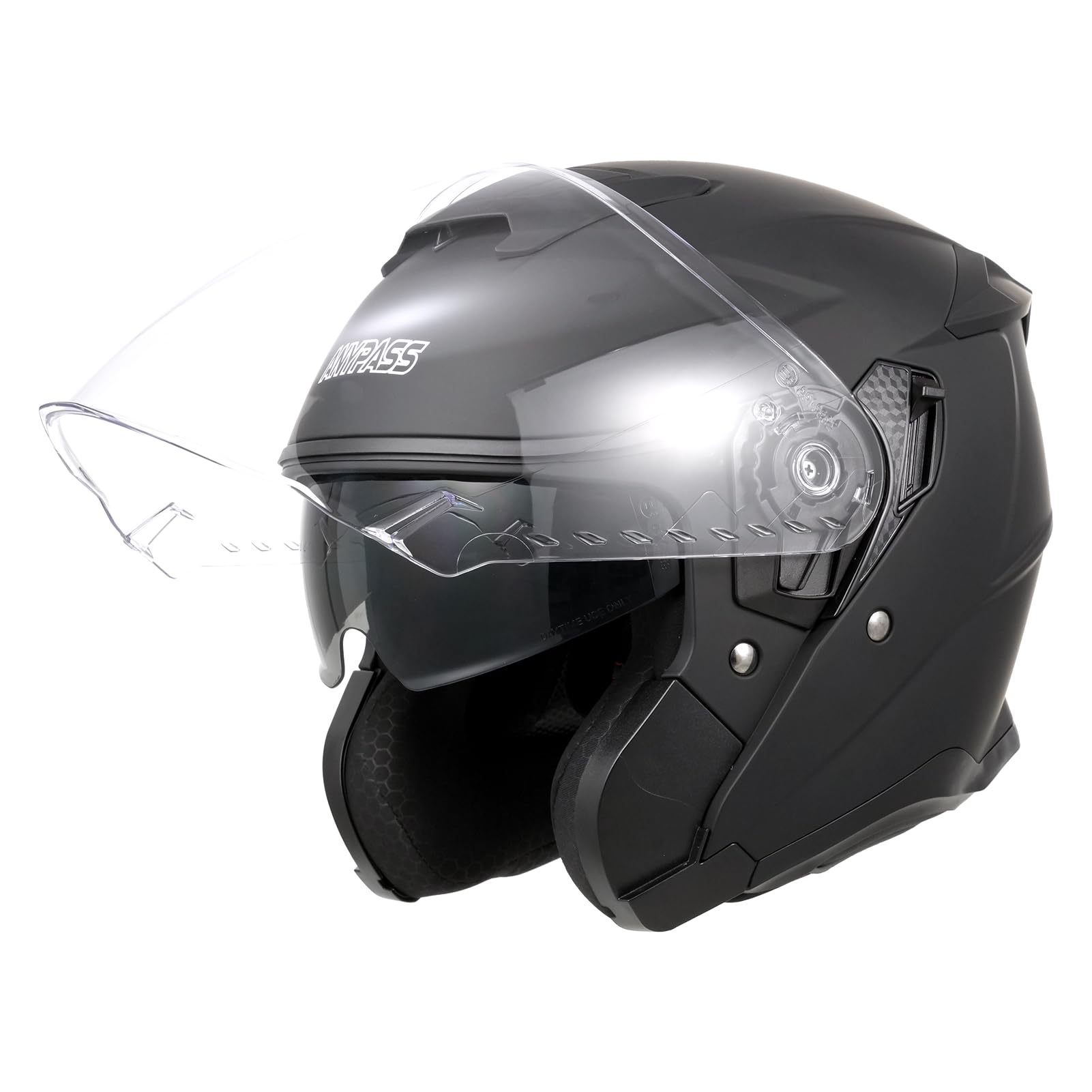Jethelm mit Visier & Sonnenblende ECE 22.06 - Rollerhelm für Mofa, Herausnehmbares Innenfutter, Modell 836