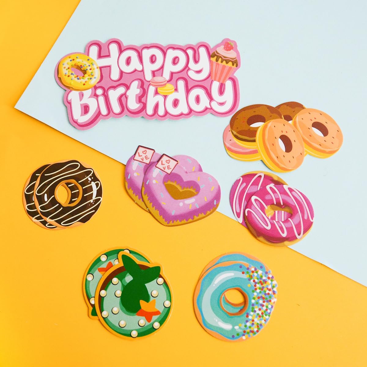 13 Decorazioni Per Cupcake A Forma Di Ciambella, Toppers Per Torta A Tema Donuts, Kit Festa Compleanno Per Bambini E Ragazze - 2