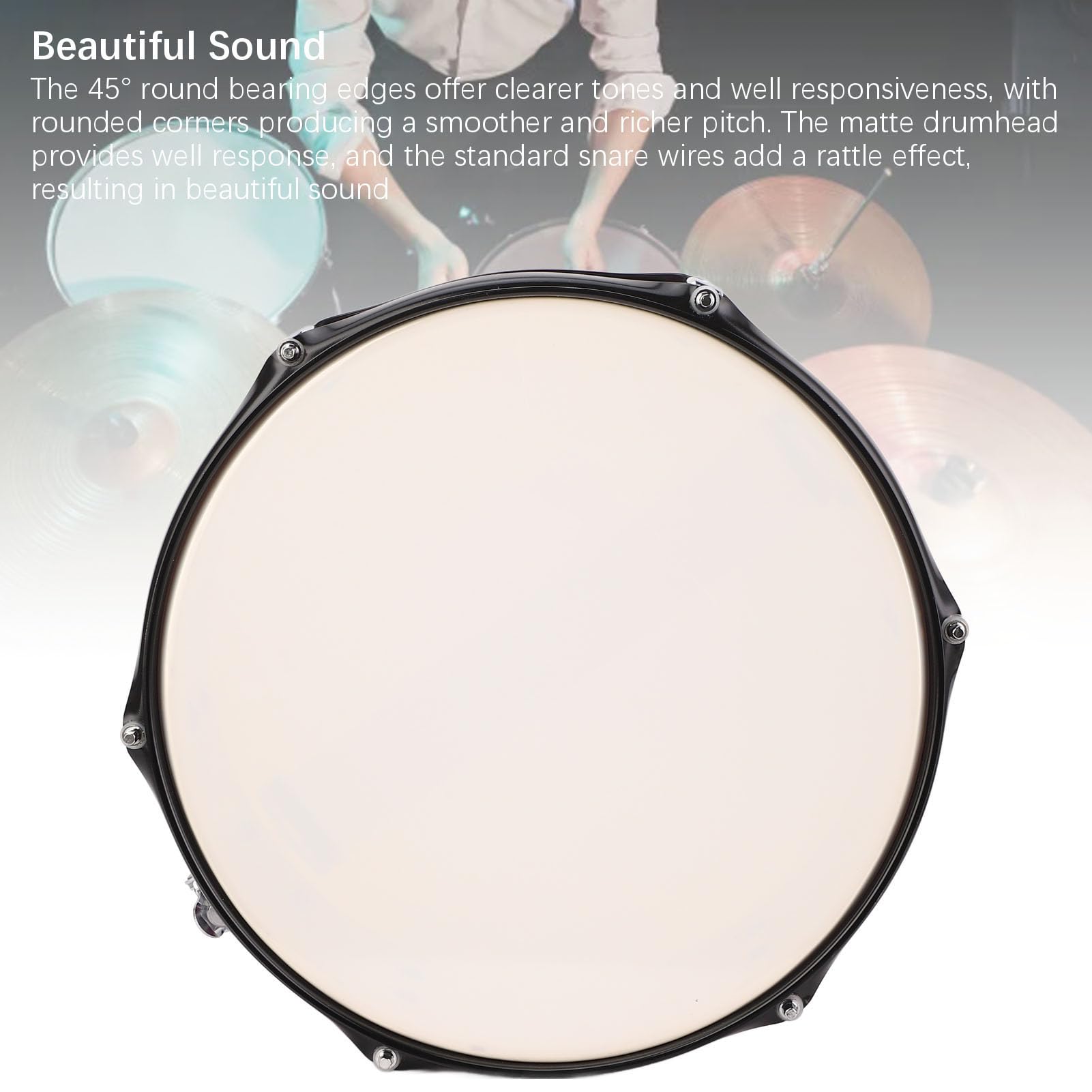 EMUKOEP Strumento a Percussione Rullante Rose Red con Bacchette, Accordatore e Tracolla, Suono Potente per Batteristi, Professionisti, Set di Rullante 14x5,5 Pollici, 6 Cerchi per Batteria, Fusto in