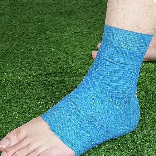 ANAMPION Selbsthaftende Bandage 12Rollen, 5cm x 4.5m Non-Woven Haftbandage Selbstklebend für Mensch und Tier, Flexibel Selbstklebender Verband für Sprunggelenke Schwellung, Sport, Haustiere (Blau)