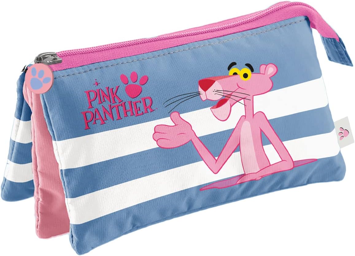 Triple Pencil Case - Pink Panther - Stripes Model
